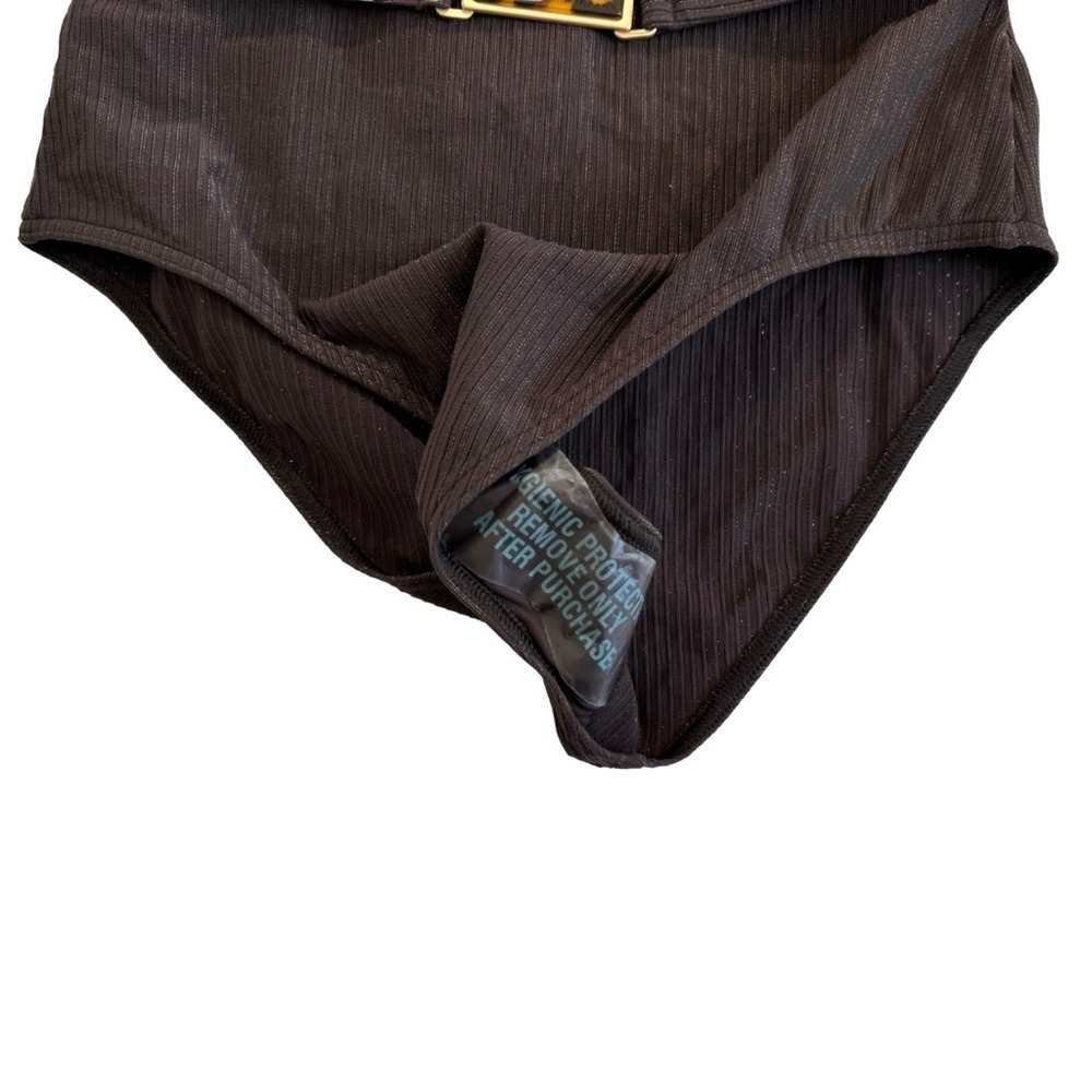 Zimmerman NWT 3 Large Laurel Ribbed Belted One-Piece Swimsuit Chocolate Brown - Picture 6 of 11